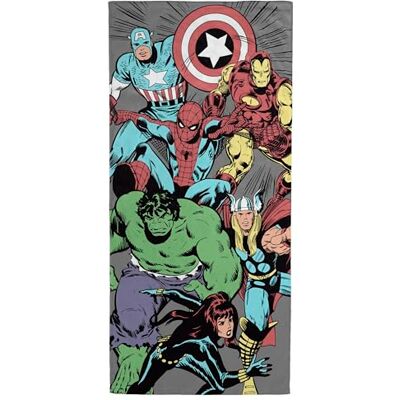 Jay Franco Toalha de praia, casa de banho e piscina infantil dos Vingadores Marvel Comics, 100% algodão, 71 x 147 cm Jay Franco Toalha de praia, casa de banho e piscina infantil dos Vingadores Marvel Comics, 100% algodão, 71 x 147 cm