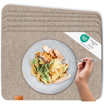 Miqio Conjunto de toalhas individuais de design de feltro Etiqueta de marca de couro genuíno Conjunto de 6 toalhas de mesa individuais (bege) laváveis tapete de mesa de feltro, toalhas de mesa Miqio Conjunto de toalhas individuais de design de feltro Etiqueta de marca de couro genuíno Conjunto de 6 toalhas de mesa individuais (bege) laváveis tapete de mesa de feltro, toalhas de mesa