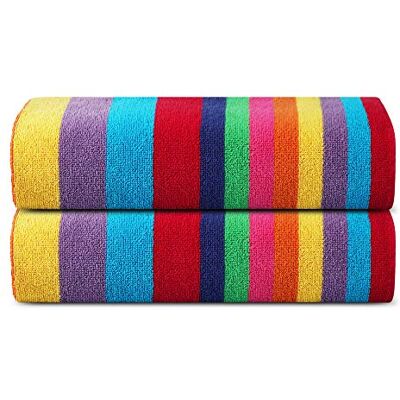SweetNeedle Sweet Needle Toalhas de praia para adultos Clássico de riscas de cabana múltipla Toalha de piscina 100% algodão com fio em anel, toalha grande de natação, 450 g/m² Miami Vibe 76 x 152 cm SweetNeedle Sweet Needle Toalhas de praia para adultos Clássico de riscas de cabana múltipla Toalha de piscina 100% algodão com fio em anel, toalha grande de natação, 450 g/m² Miami Vibe 76 x 152 cm