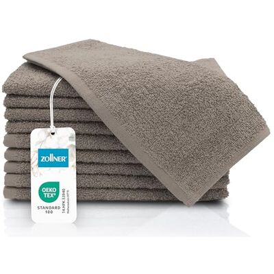 ZOLLNER Conjunto de 10 toalhas de convidados: Toalhas pequenas e macias de 30 x 50 cm, lavável a 60 °C, algodão, castanho, qualidade hoteleira, com certificação Oeko Tex® ZOLLNER Conjunto de 10 toalhas de convidados: Toalhas pequenas e macias de 30 x 50 cm, lavável a 60 °C, algodão, castanho, qualidade hoteleira, com certificação Oeko Tex®