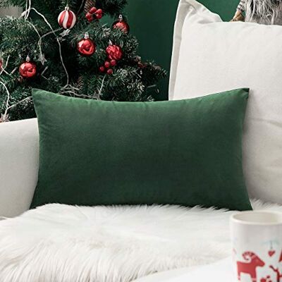 MIULEE Capa de almofada de veludo almofadas de sofá fronha de almofada decorativa para cadeira cama quarto sala de estar escritório 1 peça 30 x 50 cm verde escuro MIULEE Capa de almofada de veludo almofadas de sofá fronha de almofada decorativa para cadeira cama quarto sala de estar escritório 1 peça 30 x 50 cm verde escuro
