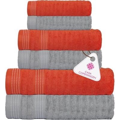 Casa Copenhagen Elegance Conjunto de toalhas de 6 peças azul marinho cinzento 550 g/m², 2 toalhas de banho, 2 toalhas de mão e 2 panos de lavagem de algodão egípcio suave para casa de banho, cozinha e Casa Copenhagen Elegance Conjunto de toalhas de 6 peças azul marinho cinzento 550 g/m², 2 toalhas de banho, 2 toalhas de mão e 2 panos de lavagem de algodão egípcio suave para casa de banho, cozinha e