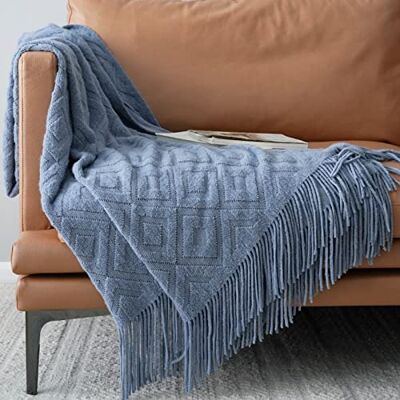 LumiSyne Manta de Malha com Flecos Cor Sólida Padrão de Diamante Jacquard Confortável Cobertura de Sofá Cobertura de Cama Manta Decorativa para Sofá Cama 230x130cm LumiSyne Manta de Malha com Flecos Cor Sólida Padrão de Diamante Jacquard Confortável Cobertura de Sofá Cobertura de Cama Manta Decorativa para Sofá Cama 230x130cm