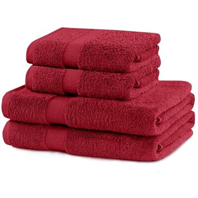 DecoKing Conjunto de 4 toalhas de mão de algodão de qualidade 525 g/m², 2 toalhas de mão de 50 x 100 cm e 2 toalhas de banho de 70 x 140 cm, cor vermelha escura, bordô, vermelho, absorvente, marinha DecoKing Conjunto de 4 toalhas de mão de algodão de qualidade 525 g/m², 2 toalhas de mão de 50 x 100 cm e 2 toalhas de banho de 70 x 140 cm, cor vermelha escura, bordô, vermelho, absorvente, marinha