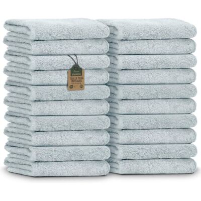 NatureMark Toalhas para convidados, embalagem de 20 (30 x 50 cm), 100% algodão, certificadas Oeko-Tex, macias, absorventes e fáceis de cuidar, para casa de banho, convidados e SPA azul primavera NatureMark Toalhas para convidados, embalagem de 20 (30 x 50 cm), 100% algodão, certificadas Oeko-Tex, macias, absorventes e fáceis de cuidar, para casa de banho, convidados e SPA azul primavera