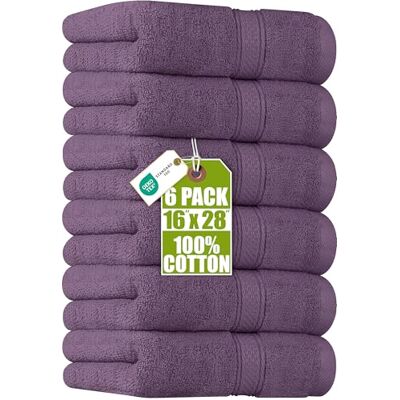 Utopia Towels Toalhas de mão grandes de algodão multiusos para banho, mãos, rosto, ginásio e SPA dimensões 41 cm x 71 cm, embalagem de 6 (ameixa Utopia Towels Toalhas de mão grandes de algodão multiusos para banho, mãos, rosto, ginásio e SPA dimensões 41 cm x 71 cm, embalagem de 6 (ameixa