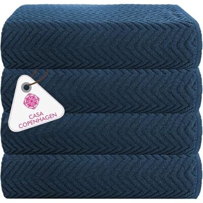 Casa Copenhagen Wave Textured, conjunto de toalhas de banho de 4 peças azul-marinho, 550 GSM, conjunto de 4, conjunto de presente toalhas de algodão para uso rude e resistente para casa de banho Casa Copenhagen Wave Textured, conjunto de toalhas de banho de 4 peças azul-marinho, 550 GSM, conjunto de 4, conjunto de presente toalhas de algodão para uso rude e resistente para casa de banho