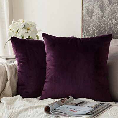 MIULEE 2 Peças de Capa de Almofada em Veludo, Capa de Almofada de Sofá, Capa Decorativa para 50x50cm, 20x20 Polegadas, Cor de Berinjela Morada MIULEE 2 Peças de Capa de Almofada em Veludo, Capa de Almofada de Sofá, Capa Decorativa para 50x50cm, 20x20 Polegadas, Cor de Berinjela Morada