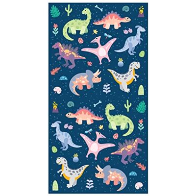 Theonoi Toalha de casa de banho para crianças, 100% algodão, 70 x 140 cm, design de dinossauro Theonoi Toalha de casa de banho para crianças, 100% algodão, 70 x 140 cm, design de dinossauro