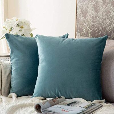 MIULEE Fronha de almofada em veludo, fronha de almofada para decoração de sofá, capa decorativa de almofadas para sala de estar, 2 peças MIULEE Fronha de almofada em veludo, fronha de almofada para decoração de sofá, capa decorativa de almofadas para sala de estar, 2 peças