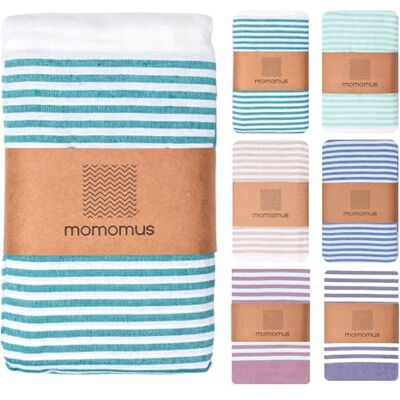 MOMOMUS Cobertor de praia grande 210 x 240 cm, Fouta XXL para piquenique Toalha de praia grande para estender e partilhar; 5,04 m², compacta ao dobrar. MOMOMUS Cobertor de praia grande 210 x 240 cm, Fouta XXL para piquenique Toalha de praia grande para estender e partilhar; 5,04 m², compacta ao dobrar.