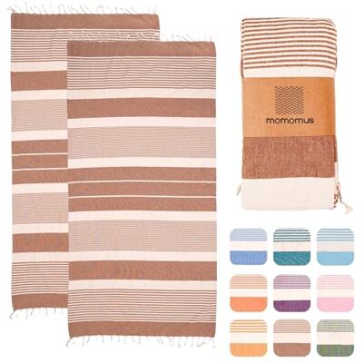 MOMOMUS Embalagem de 2 fronhas XL ou toalhas de praia grandes de algodão 100 % absorvente, ultra macia e compacta ideal como páreo de praia ou toalha de piscina castanho, 90 x 180 cm MOMOMUS Embalagem de 2 fronhas XL ou toalhas de praia grandes de algodão 100 % absorvente, ultra macia e compacta ideal como páreo de praia ou toalha de piscina castanho, 90 x 180 cm