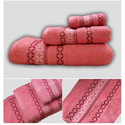 ENERGY COLORS TEXTIL-HOGAR Conjunto de Toalhas de Banho 3 Peças 1 Ducha 1 Mão 1 Cara 100% Algodão Leves e Absorventes (Rosa Maury) ENERGY COLORS TEXTIL-HOGAR Conjunto de Toalhas de Banho 3 Peças 1 Ducha 1 Mão 1 Cara 100% Algodão Leves e Absorventes (Rosa Maury)