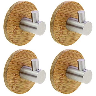 KEESIN Ganchos adesivos de bambu e aço inoxidável ultra fortes 3 m ganchos para toalhas de cozinha casas de banho lavatórios armários individuais gancho KEESIN Ganchos adesivos de bambu e aço inoxidável ultra fortes 3 m ganchos para toalhas de cozinha casas de banho lavatórios armários individuais gancho