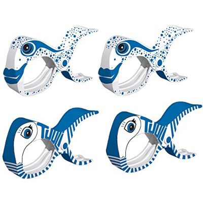 tuuli Accessories Summer Clips pinça praia toalha campismo jardim kit surf espreguiçadeira roupa carro acessórios (2X azul 2X branco) tuuli Accessories Summer Clips pinça praia toalha campismo jardim kit surf espreguiçadeira roupa carro acessórios (2X azul 2X branco)