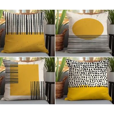KIZIFI Fronhas de almofada 45 x 45 cm riscas capas almofadas modernas em linho conjunto de 4 preto amarelo fronha almofada exterior fronha de almofada quadrada para quarto, sofá, cadeira, cama KIZIFI Fronhas de almofada 45 x 45 cm riscas capas almofadas modernas em linho conjunto de 4 preto amarelo fronha almofada exterior fronha de almofada quadrada para quarto, sofá, cadeira, cama