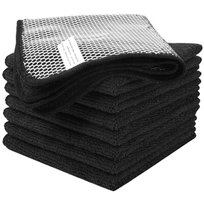 VIVOTE Panos de cozinha, toalhas de cozinha de microfibra com malha, pancadas absorventes, macias e resistentes, conjunto de panos de cozinha de 8 unidades, preto, 30 cm x 30 cm VIVOTE Panos de cozinha, toalhas de cozinha de microfibra com malha, pancadas absorventes, macias e resistentes, conjunto de panos de cozinha de 8 unidades, preto, 30 cm x 30 cm
