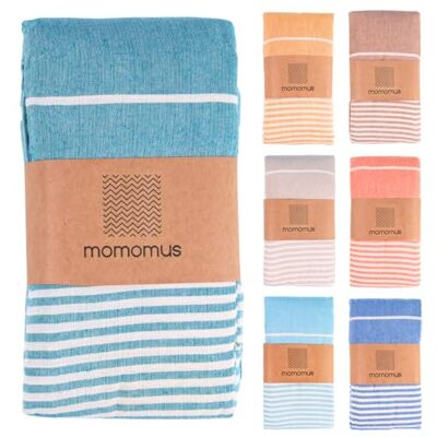 MOMOMUS Fouta Praia XXL, com franjas e 100% algodão, ideal como toalha de praia grande anti-areia, manta de piquenique sem areia, páreo gigante ou tapete de piscina, verde mar, 210 x 240 cm MOMOMUS Fouta Praia XXL, com franjas e 100% algodão, ideal como toalha de praia grande anti-areia, manta de piquenique sem areia, páreo gigante ou tapete de piscina, verde mar, 210 x 240 cm