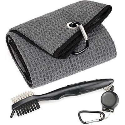 Mile High Life Toalha de golfe de microfibra triplamente dobrada kit de ferramentas de escovas Mile High Life Toalha de golfe de microfibra triplamente dobrada kit de ferramentas de escovas
