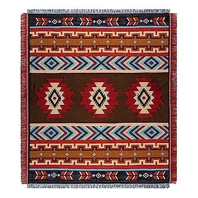 LumiSyne Cobertor de algodão tecido com borlas estilo étnico tribal boêmio padrão geométrico asteca navio decorativo para sofá cama cadeira campismo toalha de mesa tapete 160 x 130 cm LumiSyne Cobertor de algodão tecido com borlas estilo étnico tribal boêmio padrão geométrico asteca navio decorativo para sofá cama cadeira campismo toalha de mesa tapete 160 x 130 cm