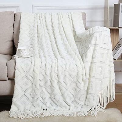 LumiSyne Manta de Malha com Franjas Cor Sólida Padrão de Diamante Jacquard Confortável Suave Cobre-sofá Cobre-cama Manta Decorativa para Sofá-cama 230x130cm LumiSyne Manta de Malha com Franjas Cor Sólida Padrão de Diamante Jacquard Confortável Suave Cobre-sofá Cobre-cama Manta Decorativa para Sofá-cama 230x130cm