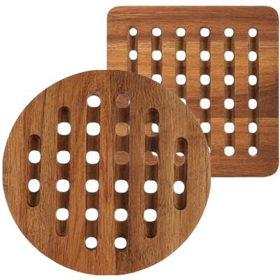 com-four ® 2 x toalhas de mesa de madeira de acácia, proteção térmica frigideiras fontes e pratos com-four ® 2 x toalhas de mesa de madeira de acácia, proteção térmica frigideiras fontes e pratos