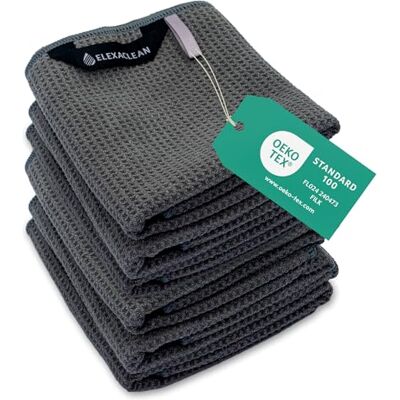 ELEXACLEAN Conjunto de 6 panos de cozinha (68 x 42 cm, antracite) macios de microfibra, toalhas de cozinha ELEXACLEAN Conjunto de 6 panos de cozinha (68 x 42 cm, antracite) macios de microfibra, toalhas de cozinha