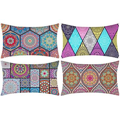 DakTou Conjunto de 4 capas de almofada 30x50cm Moderno Mandala Capa de almofada decorativa Algodão Linho Capas para almofadas retangulares Boho Étnico Cores para Sofá Cadeiras Carro Cama Sala Exterior DakTou Conjunto de 4 capas de almofada 30x50cm Moderno Mandala Capa de almofada decorativa Algodão Linho Capas para almofadas retangulares Boho Étnico Cores para Sofá Cadeiras Carro Cama Sala Exterior