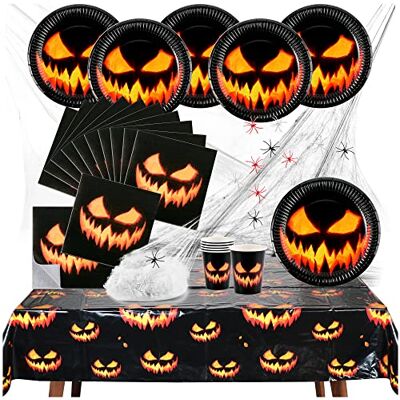 com-four ® 26 peças conjunto de decoração de Halloween teia de aranha Copos pratos guardanapos e toalha de mesa. com-four ® 26 peças conjunto de decoração de Halloween teia de aranha Copos pratos guardanapos e toalha de mesa.
