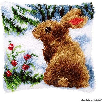 Vervaco Almofada de crochê, design de coelho na neve, multicolorido Vervaco Almofada de crochê, design de coelho na neve, multicolorido