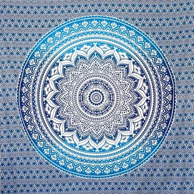 MOMOMUS Tapeçaria mandala de tecido multiusos XXL, páreo / esteira / toalha de praia grande anti-areia ideal como manta de piquenique para praia e tapete leve de ioga ou campismo azul, 210 x 230 cm MOMOMUS Tapeçaria mandala de tecido multiusos XXL, páreo / esteira / toalha de praia grande anti-areia ideal como manta de piquenique para praia e tapete leve de ioga ou campismo azul, 210 x 230 cm
