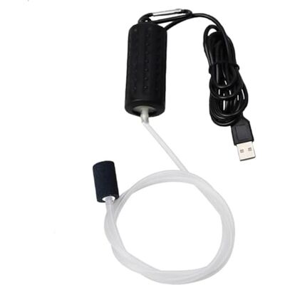 GERUI Bomba de ar para aquário, mini bomba de oxigénio USB, silenciosa, economia de energia, bolha de oxigénio, com pedra de ar e mangueira de silicone de saída individual GERUI Bomba de ar para aquário, mini bomba de oxigénio USB, silenciosa, economia de energia, bolha de oxigénio, com pedra de ar e mangueira de silicone de saída individual