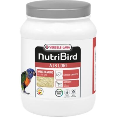 Versele-Laga NutriBird A18 Lori 800 g Alimento de criação à mão para Loris e Loriculus para um desenvolvimento saudável de crias, com estabilizadores de flores intestinal e prebióticos Versele-Laga NutriBird A18 Lori 800 g Alimento de criação à mão para Loris e Loriculus para um desenvolvimento saudável de crias, com estabilizadores de flores intestinal e prebióticos