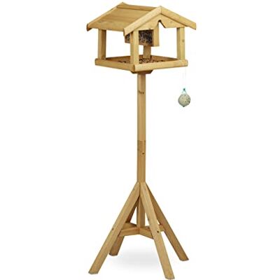 Relaxdays Alimentador pássaros exteriores, de madeira, sem tratamento, vertical, casa comida aves de pé, 117 x 50 x 50 cm, castanho Relaxdays Alimentador pássaros exteriores, de madeira, sem tratamento, vertical, casa comida aves de pé, 117 x 50 x 50 cm, castanho