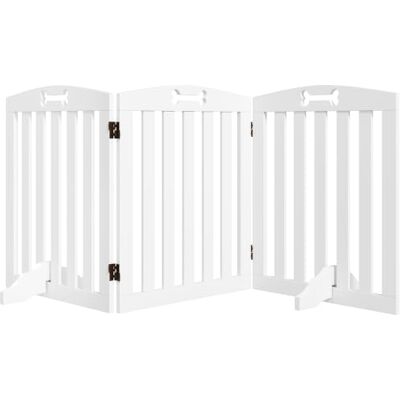 PawHut Barreira de segurança para cães dobrável 155 cm 3 painéis branco Cerca para cães pequenos e médios, com pés removíveis, porta de segurança para animais de estimação, para escada, corredor PawHut Barreira de segurança para cães dobrável 155 cm 3 painéis branco Cerca para cães pequenos e médios, com pés removíveis, porta de segurança para animais de estimação, para escada, corredor