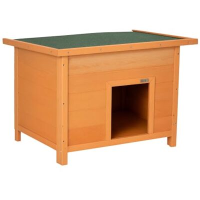 PawHut Casa para cão 82 x 58 x 58 cm, de madeira impermeável com telhado verde rebatível e 4 pés antiderrapantes PawHut Casa para cão 82 x 58 x 58 cm, de madeira impermeável com telhado verde rebatível e 4 pés antiderrapantes