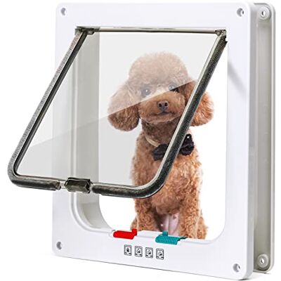 Nobleza Gateira para gato, porta para gato com fecho magnético de 4 vias, porta para animais de estimação para gatos e cães pequenos, porta para gatos com vidro transparente (branco, XL) Nobleza Gateira para gato, porta para gato com fecho magnético de 4 vias, porta para animais de estimação para gatos e cães pequenos, porta para gatos com vidro transparente (branco, XL)