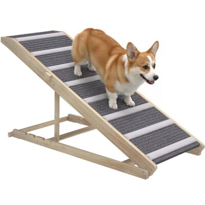 PawHut Rampa dobrável para cães altura ajustável 41-60 cm 120 x 50 x 60 cm Rampa para animais de estimação de madeira, tapete antiderrapante e alça, para cães pequenos médios e grandes, para cama sofá PawHut Rampa dobrável para cães altura ajustável 41-60 cm 120 x 50 x 60 cm Rampa para animais de estimação de madeira, tapete antiderrapante e alça, para cães pequenos médios e grandes, para cama sofá