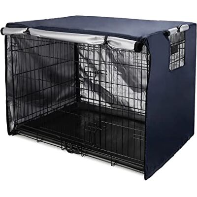 Sensong Capa de Gaiola de Cão Impermeável Porta Dupla para Cães À Prova de Ventos Durável 420D de poliéster Proteção de Gaiola Interior ao Ar Livre Azul Marinho 30 Polegadas Sensong Capa de Gaiola de Cão Impermeável Porta Dupla para Cães À Prova de Ventos Durável 420D de poliéster Proteção de Gaiola Interior ao Ar Livre Azul Marinho 30 Polegadas