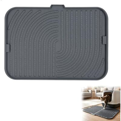 jiayituamz Tapete de areia para gato, Cat Litter Mat, tapete areia gatos, impermeável e antiderrapante, resistente a urina, fácil de limpar, antiderrapante tapete areia de silicone, 45 x 30 cm, cinzento jiayituamz Tapete de areia para gato, Cat Litter Mat, tapete areia gatos, impermeável e antiderrapante, resistente a urina, fácil de limpar, antiderrapante tapete areia de silicone, 45 x 30 cm, cinzento