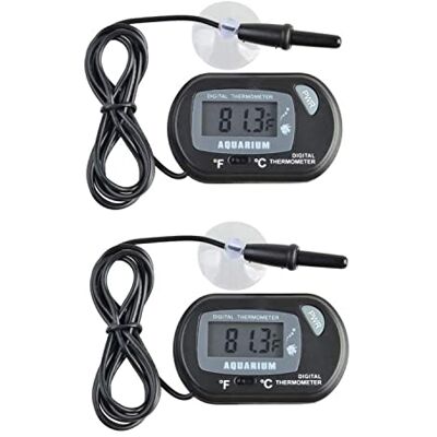 JZK 2 x Pequeno termómetro digital de aquário com ventosas e sonda e bateria, termômetro de água para tanque de peixes marinhos, incubadora, tanque de répteis JZK 2 x Pequeno termómetro digital de aquário com ventosas e sonda e bateria, termômetro de água para tanque de peixes marinhos, incubadora, tanque de répteis