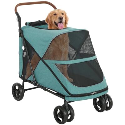 PawHut Carrinho para cães e gatos grande dobrável até 30 kg turquesa Dobrável com um botão, carrinho para cães médios e grandes, suspensão 4 rodas, giratória, travão de pé, almofada lavável PawHut Carrinho para cães e gatos grande dobrável até 30 kg turquesa Dobrável com um botão, carrinho para cães médios e grandes, suspensão 4 rodas, giratória, travão de pé, almofada lavável