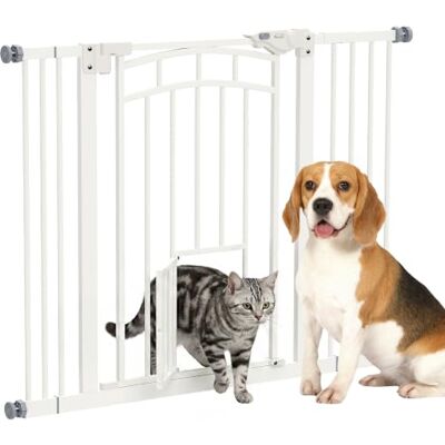 PawHut Barrera de Seguridad para Perros Extensible 74-100 cm Blanco Barreira para cães, para portas e escadas, montagem a pressão, porta pequena, bloqueio duplo PawHut Barrera de Seguridad para Perros Extensible 74-100 cm Blanco Barreira para cães, para portas e escadas, montagem a pressão, porta pequena, bloqueio duplo