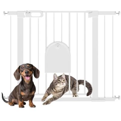 PawHut Barreira de Segurança para Cães e Animais de Estimação 75-103 cm para Escadas e Portas com 2 Extensões, Fecho Automático e Sistema de Duplo Bloqueio Branco PawHut Barreira de Segurança para Cães e Animais de Estimação 75-103 cm para Escadas e Portas com 2 Extensões, Fecho Automático e Sistema de Duplo Bloqueio Branco