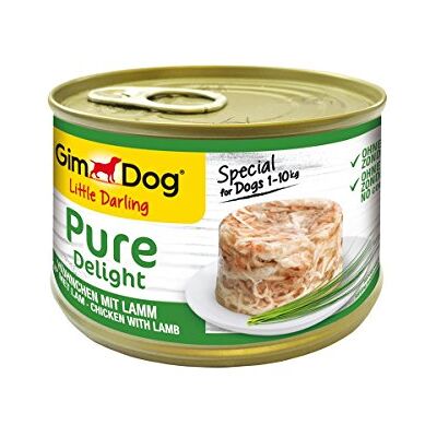 GimDog Pure Delight, frango com cordeiro Snack para cães rico em proteínas, com carne macia em deliciosa gelatina 18 latas (18 x 150 g) GimDog Pure Delight, frango com cordeiro Snack para cães rico em proteínas, com carne macia em deliciosa gelatina 18 latas (18 x 150 g)