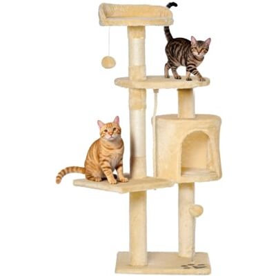 PawHut Árvore Arranhadora para Gatos Grande com Plataformas Casinhas Bolas de Brincar 114cm Coberto de Pelúcia Bege PawHut Árvore Arranhadora para Gatos Grande com Plataformas Casinhas Bolas de Brincar 114cm Coberto de Pelúcia Bege