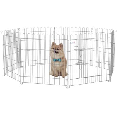 PawHut Parque para Perros de 8 Piezas 63x60 cm Vallas para Perros Plegables con 1 Puerta y Marco de Acero para Jardín Patio Plata PawHut Parque para Perros de 8 Piezas 63x60 cm Vallas para Perros Plegables con 1 Puerta y Marco de Acero para Jardín Patio Plata