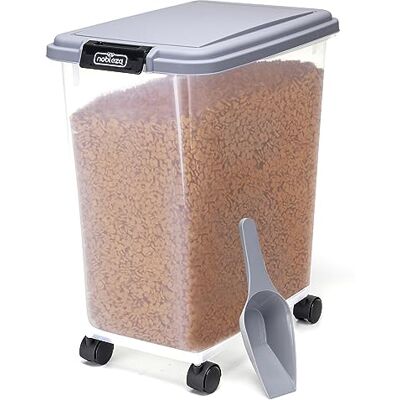 Nobleza Conteiner de Comida para Animais de Estimação, Caixa de Alimentos para Animais de Estimação com Rodas, Tampa Basculante, Hermética, Transparente, Rodas e Colher, para Comida para Cães e Nobleza Conteiner de Comida para Animais de Estimação, Caixa de Alimentos para Animais de Estimação com Rodas, Tampa Basculante, Hermética, Transparente, Rodas e Colher, para Comida para Cães e