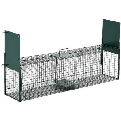 PawHut Armadilha para animais vivos 2 portas para ratos, 100 x 25 x 28 cm Gaiola armadilha, alça, armação metálica, para ratos e roedores PawHut Armadilha para animais vivos 2 portas para ratos, 100 x 25 x 28 cm Gaiola armadilha, alça, armação metálica, para ratos e roedores