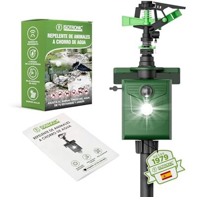 ISOTRONIC ® Ahujentador de animais com jato de água e luz solar Repelente solar para cães e gatos Ahujentador de garças para jardim detetor de movimento I alcance ajustável I repelente de ISOTRONIC ® Ahujentador de animais com jato de água e luz solar Repelente solar para cães e gatos Ahujentador de garças para jardim detetor de movimento I alcance ajustável I repelente de